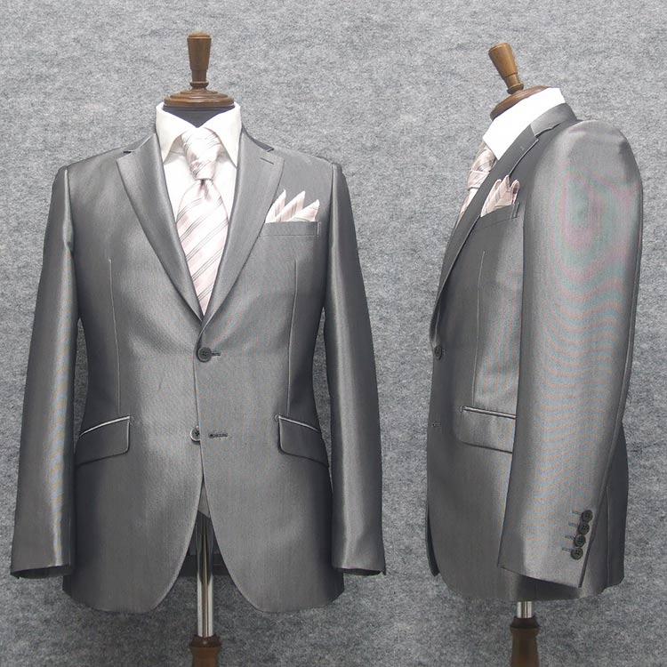 パーティスーツ スタイリッシュ2釦 フォーマル＆ビジネス シルバー [Y