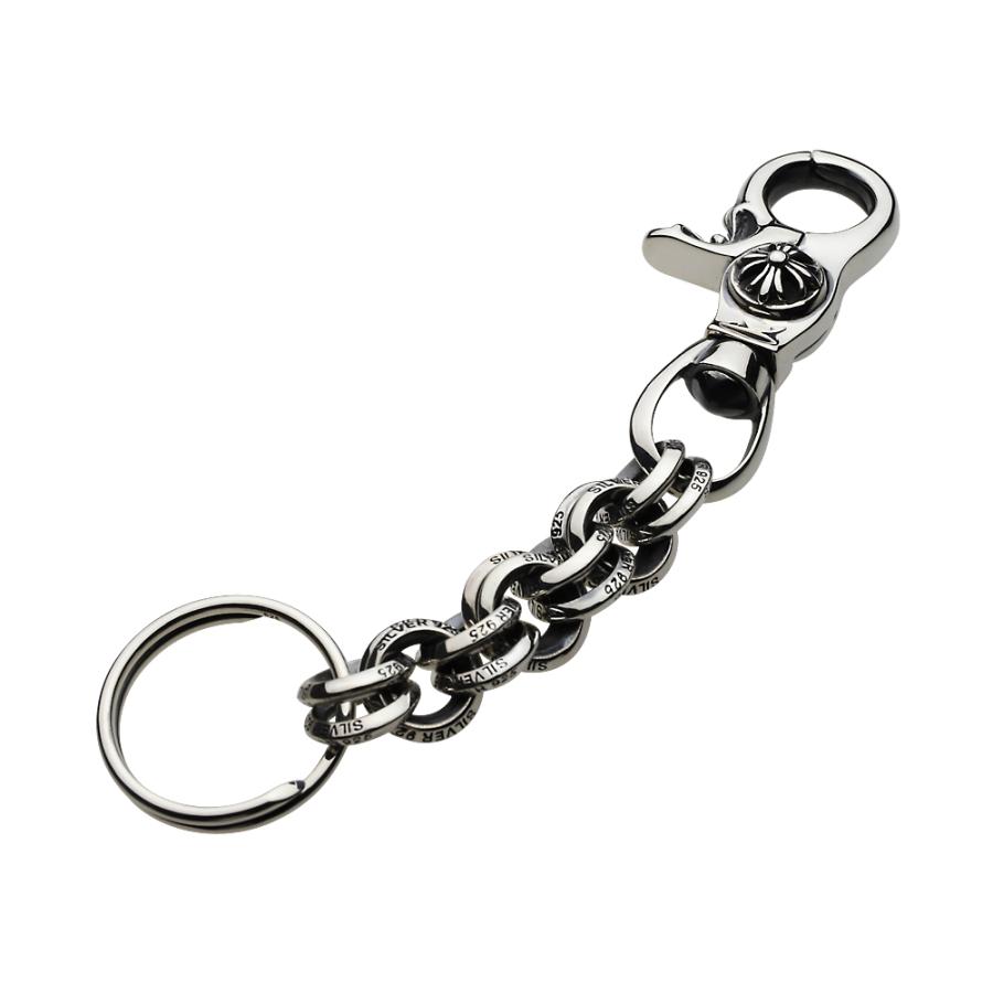 シルバーキーホルダー キーチェーン フレアクロス キーリング付き 丸