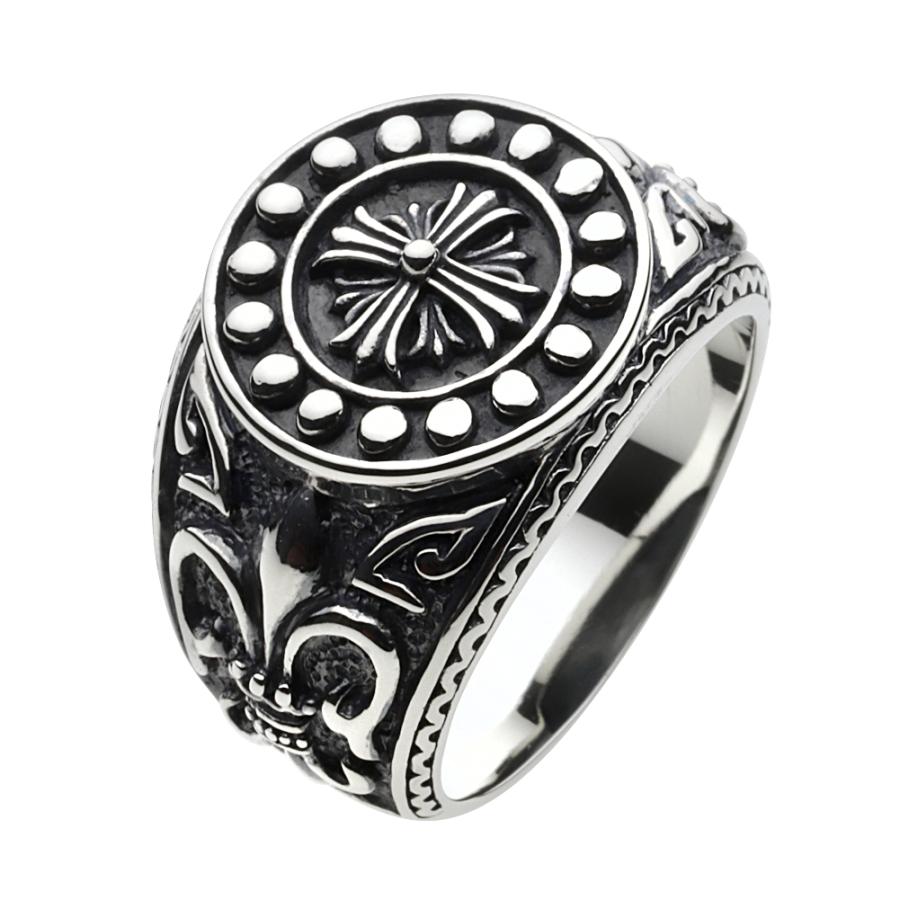 シルバーリング 指輪 メンズ ゴシック アイアンクロス 百合の紋章