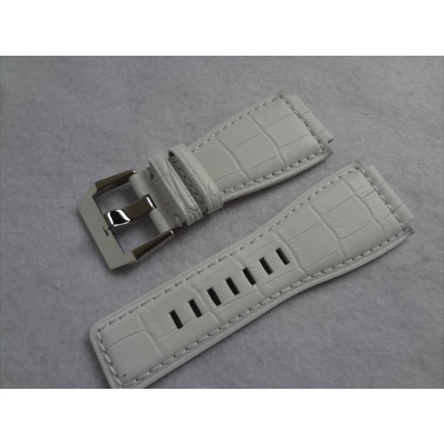 Bell&Rossベル&ロス用BR03/BR01レザーバンド白ベルト24mm : パーツ