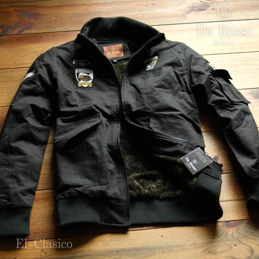 最高峰□イタリア*De Rosso*メンズ ボア付 豪華刺繍 フライト