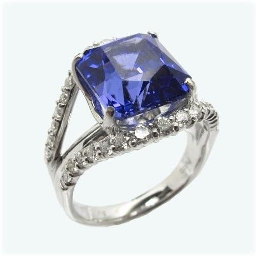 リング プラチナ900 タンザナイト 大粒 6ct 鑑別書 ダイヤモンド Pt900