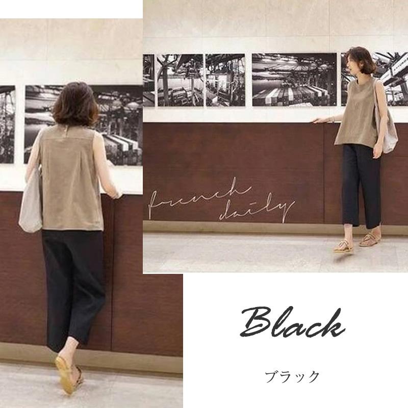 ガウチョパンツ 夏 レディース コーデ 40代 8分丈 リネンパンツ