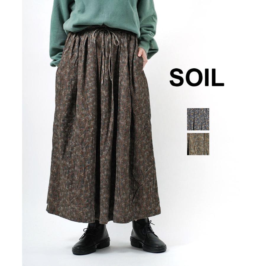 SOIL（ソイル） スカート CORDUROY SMALL FLOWER PRINT GATHERED SKIRT