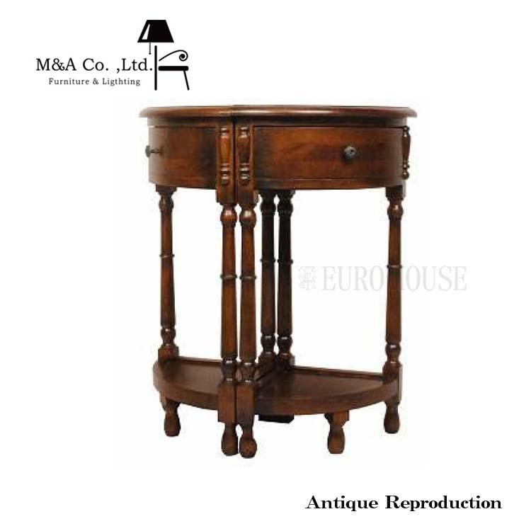 英国アンティーク木製ワインテーブル/サイドテーブル/丸机/飾り棚(90