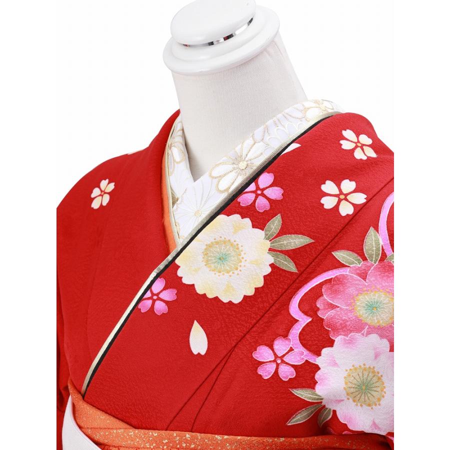 振袖用 正絹 帯揚げ・帯締め・重ね衿・半衿 4点セット オレンジ系 h
