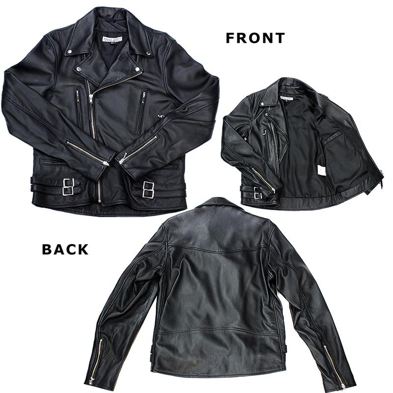 Mo-LAWS ダブルライダースジャケット UK ラムレザー 本革 革ジャン