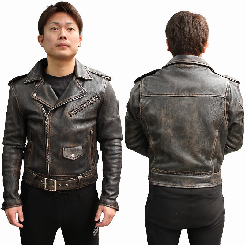 ラムレザー US ダブルライダースジャケット メンズ レザージャケット