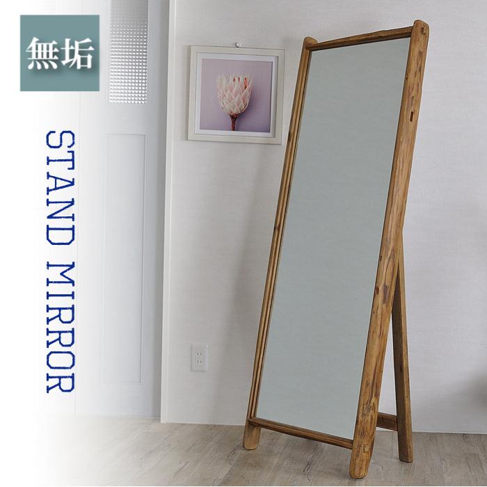姿見 ウォールミラー 全身鏡 壁掛け スタンドミラー 古材 アンティーク