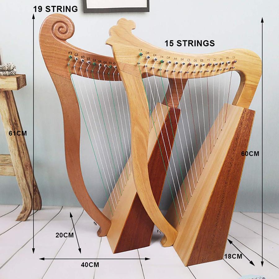 ポータブルアイリッシュハープ/ミニ木製ハープ/マホガニー弦楽器