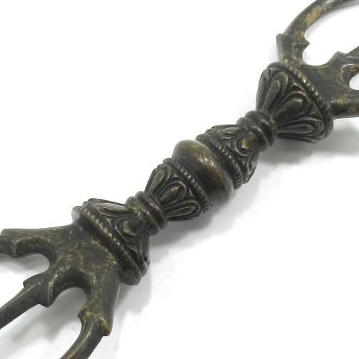 密教法具 三鈷杵 金剛杵 バジュラ LL長さ 約22cm 五鈷杵