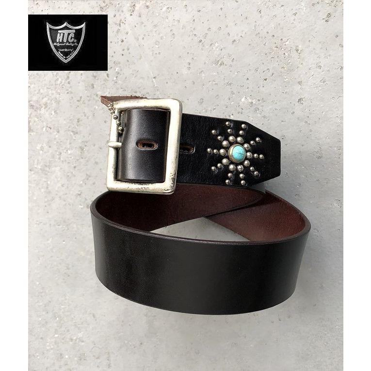 HTC エンドオンリー スタッズベルト ブラック ターコイズ 1.75インチ