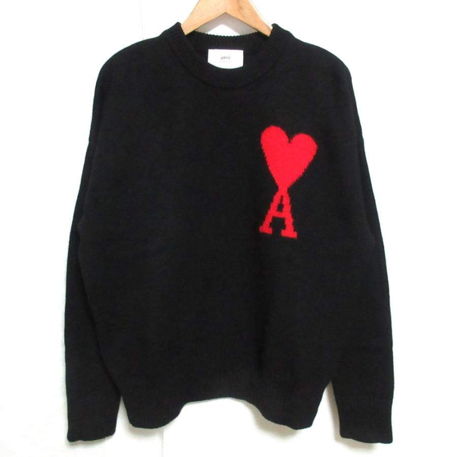 美品 AMI PARIS アミパリス ハートロゴインターシャ オーバーサイズ