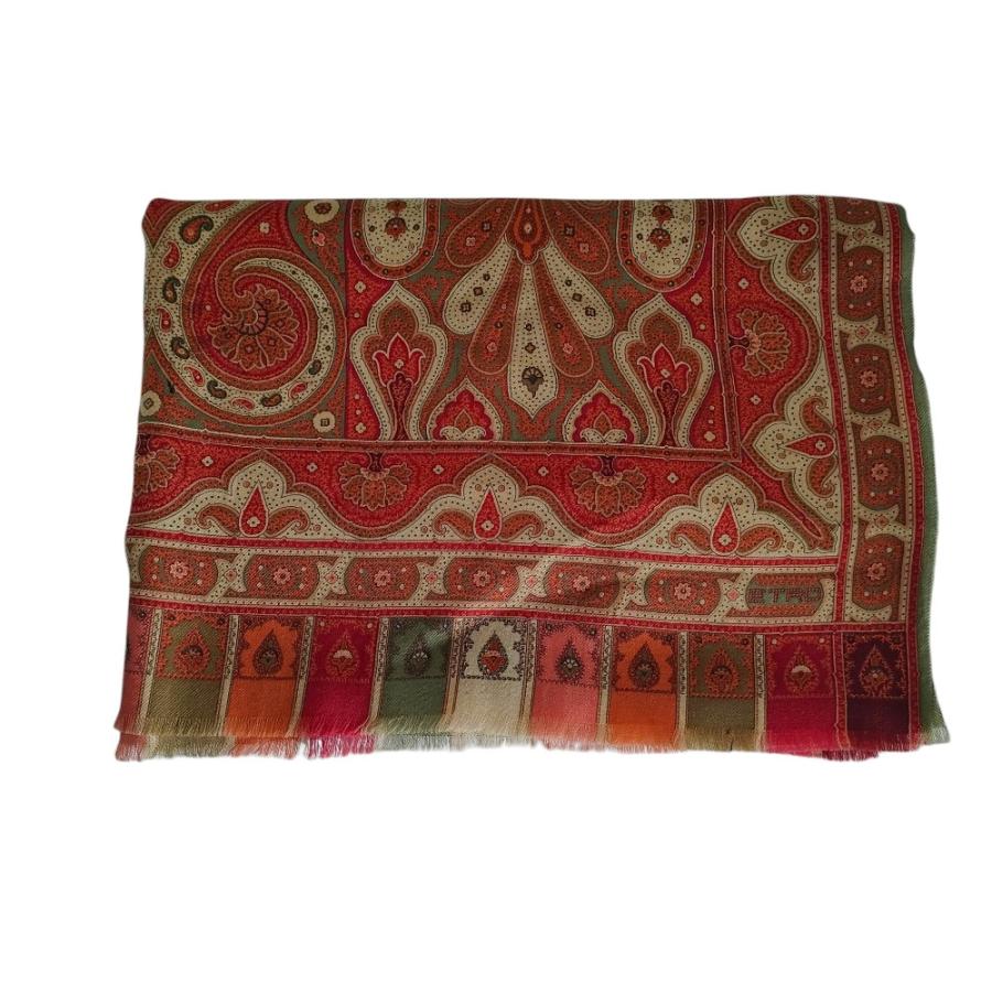 ETRO（エトロ） ウール×シルク レトロ ペイズリー柄 大判 ストール