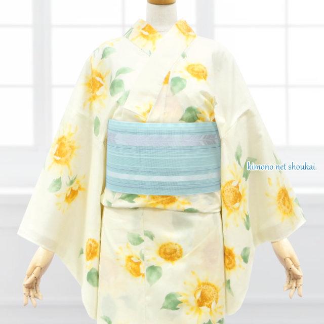 博多 半幅帯 夏 紗 正絹 本場筑前 博多織 15547 金証紙 日本製 単衣 四