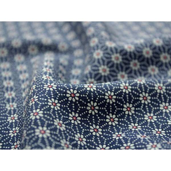 小紋 正絹 反物】着物 反物のみ 藍色地麻の葉繋ぎ小花柄 送料無料