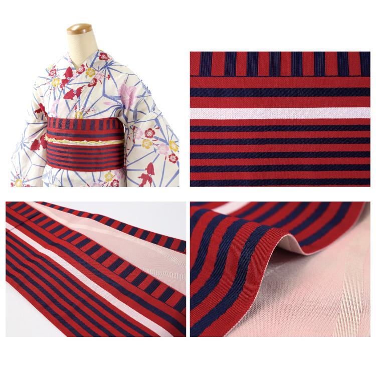 半幅帯 リバーシブル ストライプ 全5色 浴衣 小紋 着物 袴 半巾帯 細帯