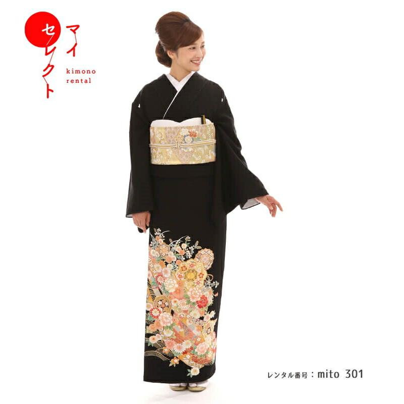 黒留袖レンタル 大きいサイズ mito-301 30代 40代 50代 高級 正絹 人気