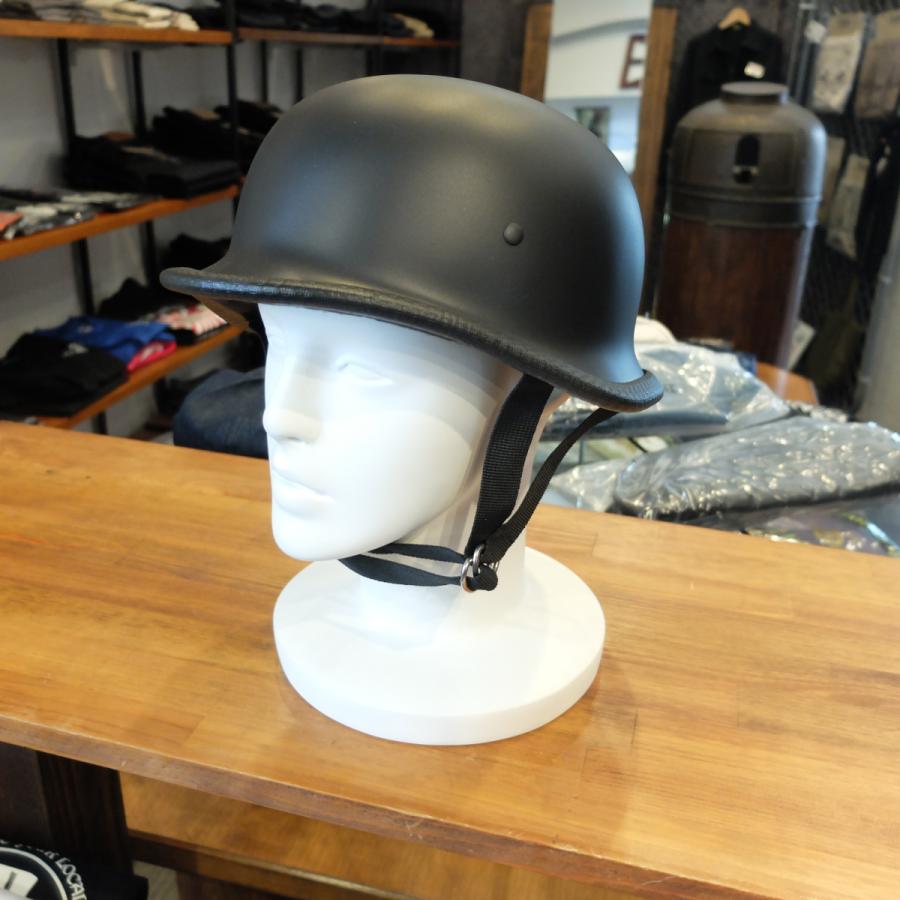ジャーマンタイプ ハーフヘルメット 装飾用 マットブラック : 黒革