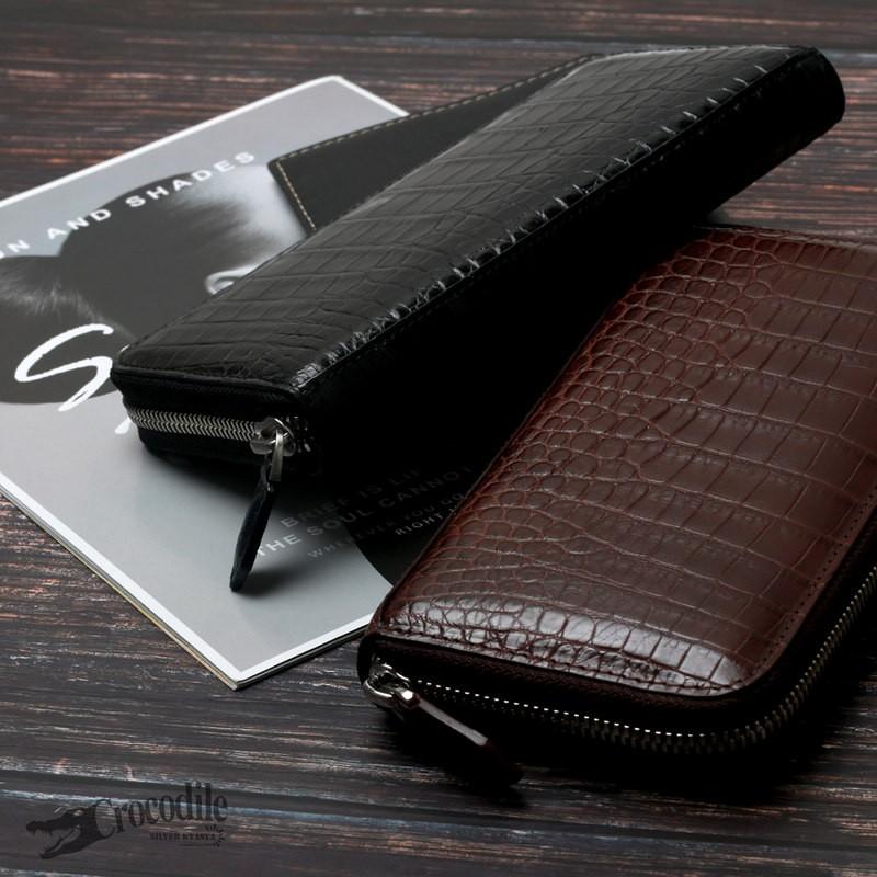 クロコダイル 本革 ワニ 長財布 ウォレット 小銭入れ有り ラウンド