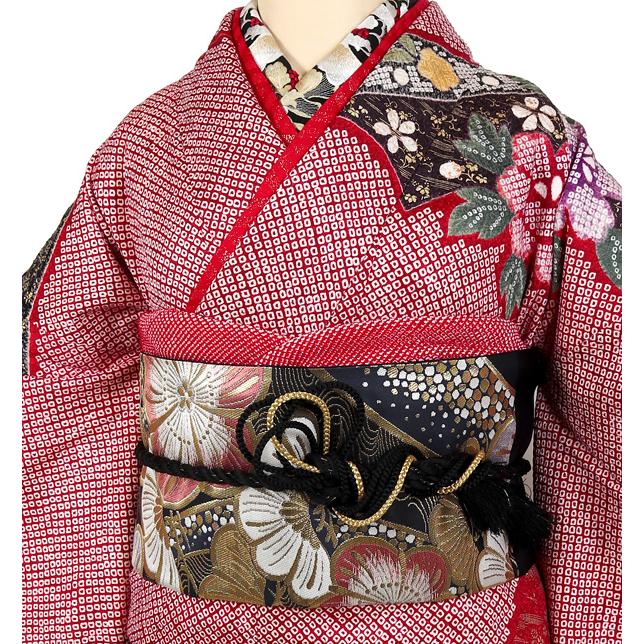 振袖レンタル 成人式 総絞り 赤 絞り 振り袖 フルセット トールサイズ