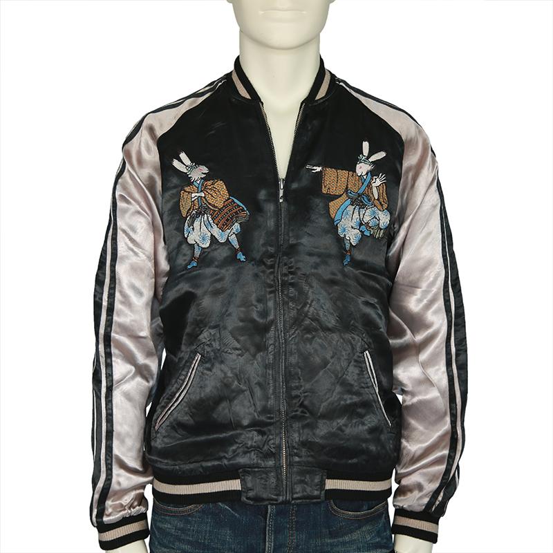 スカジャン 花旅楽団 はなたびがくだん 兎獅子 刺繍 和柄スカジャン