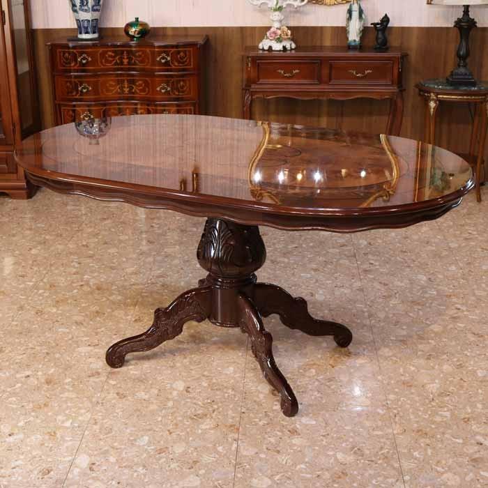 イタリア ダイニングテーブル 150cm幅 象嵌 楕円型 食卓 オーバル 4人