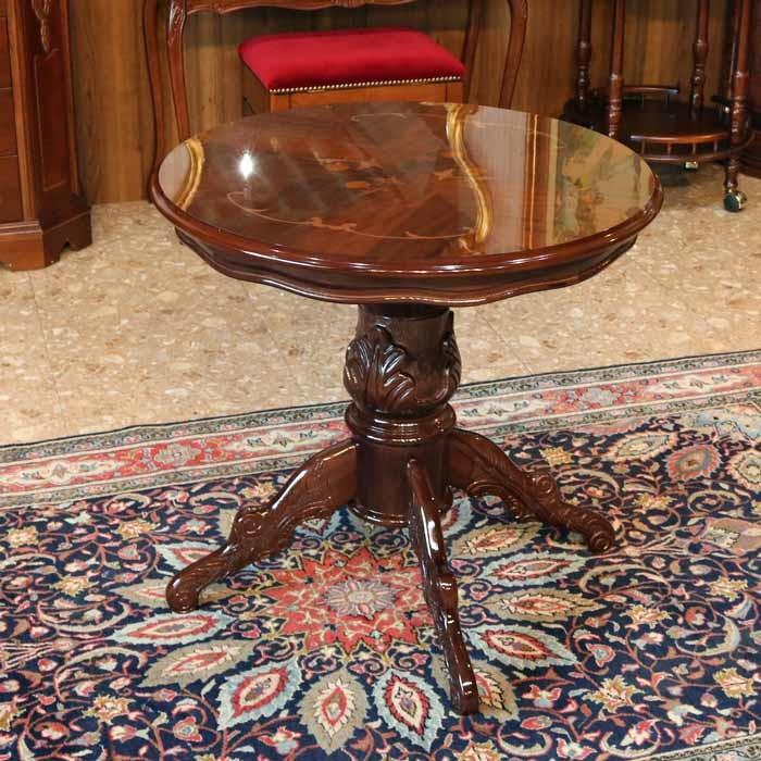 イタリア ダイニングテーブル 70cm幅 象嵌 カフェテーブル 食卓 円形