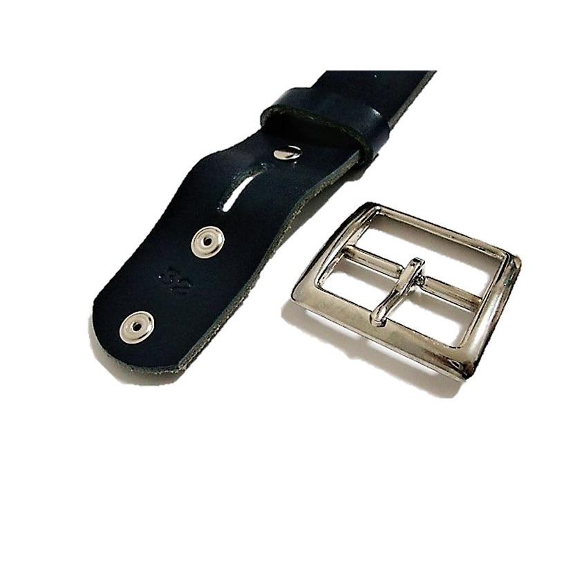 栃木レザー フラワー型 スタッズベルト ネイビー アクアブルースポッツ