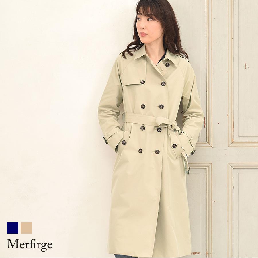 Merfirge 爆買 トレンチコート 弱撥水加工 綿混 ロングコート 裏地