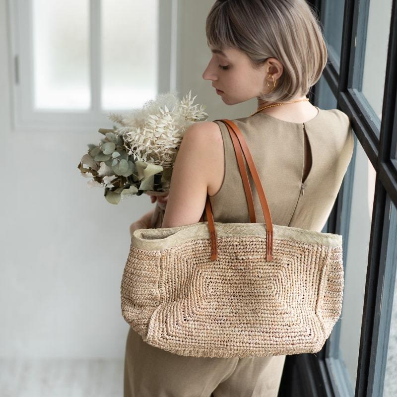 HAYNI（ヘイニ） かごバッグ トートバッグ ラフィア素材 ショルダー
