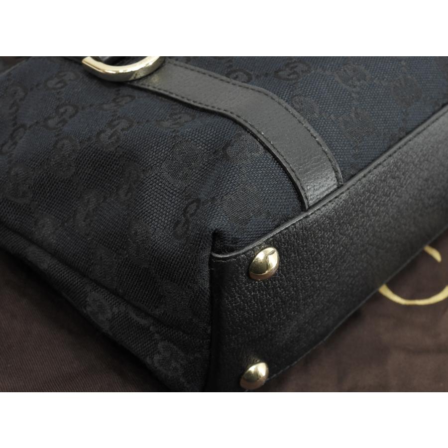 GGキャンバス グッチ トートバッグ小 GG デニム革黒 ミニハンドバッグ