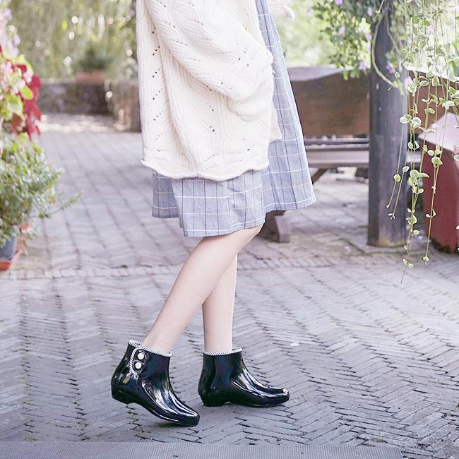 レインブーツ シューズ ショート レディース 黒 ヘルス ラバーブーツ