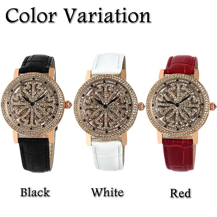 melantha レディース 腕時計 SWAROVSKI CRISTAL 文字盤回転 ぐるぐる