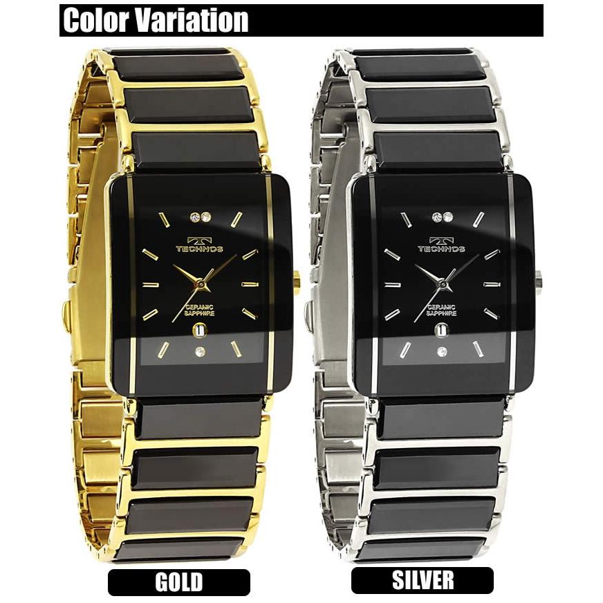 腕時計 メンズ 時計 テクノス 防水 TECHNOS セラミック スクエア