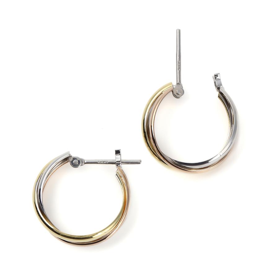 ピアス フープ スリーカラー トリニティ K18 K14 3色 両耳 ゴールド