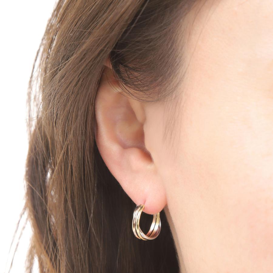 ピアス フープ スリーカラー トリニティ K18 K14 3色 両耳 ゴールド