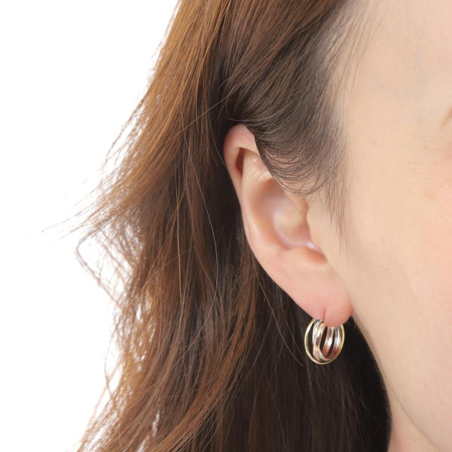 ピアス フープ スリーカラー トリニティ K18 K14 3色 両耳 ゴールド