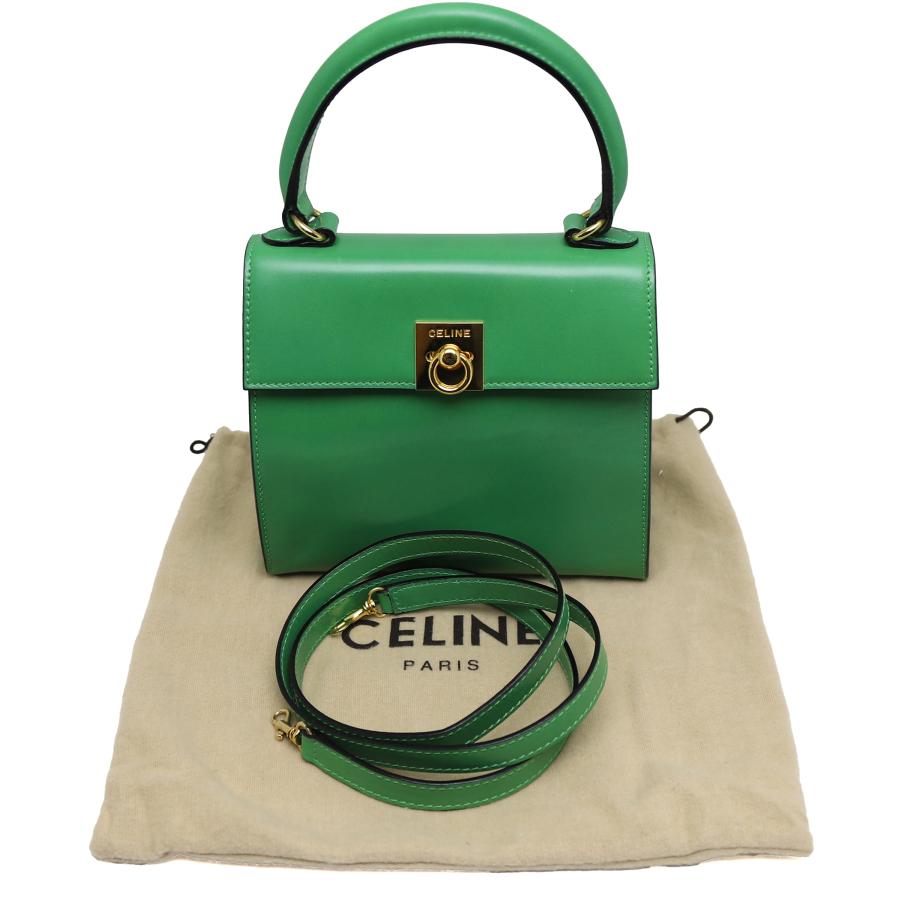 CELINE（セリーヌ） 中古品 ハンドバッグ グリーン レザー ミニ