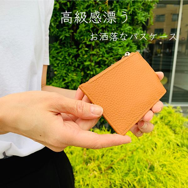 パスケース 小銭入れ付き 本革 シボ 4枚収納 IDカードホルダー ID
