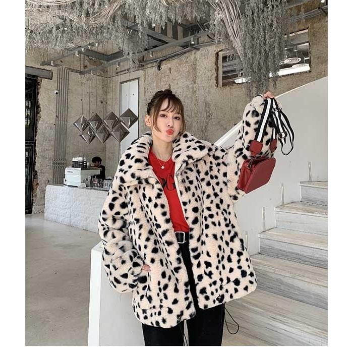 フェイクファー コート ボアブルゾン ボアパーカー ヒョウ柄 大きめ