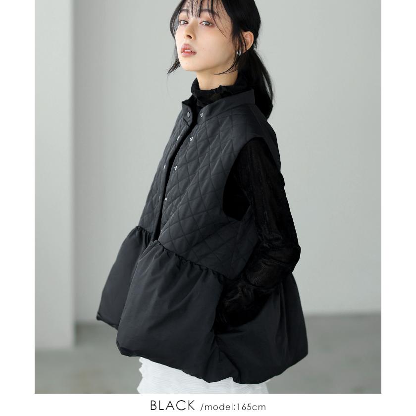 ダウンベスト レディース ベスト ダウン キルティング スタンドカラー