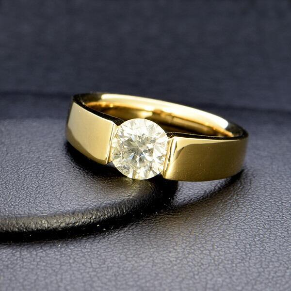 天然ダイヤモンド リング 一粒 石 1.0ct K18 イエローゴールド 1