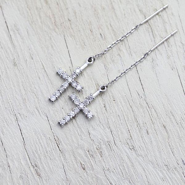 ピアス K18WG ダイヤ 0.40ct 18金 ホワイトゴールド ダイヤモンド