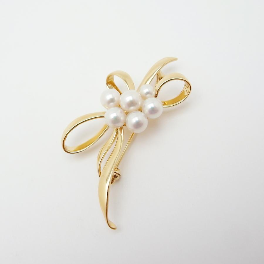 MIKIMOTO（ミキモト） アコヤ真珠 ブローチ 6.3〜4.8mm K18YG SAランク