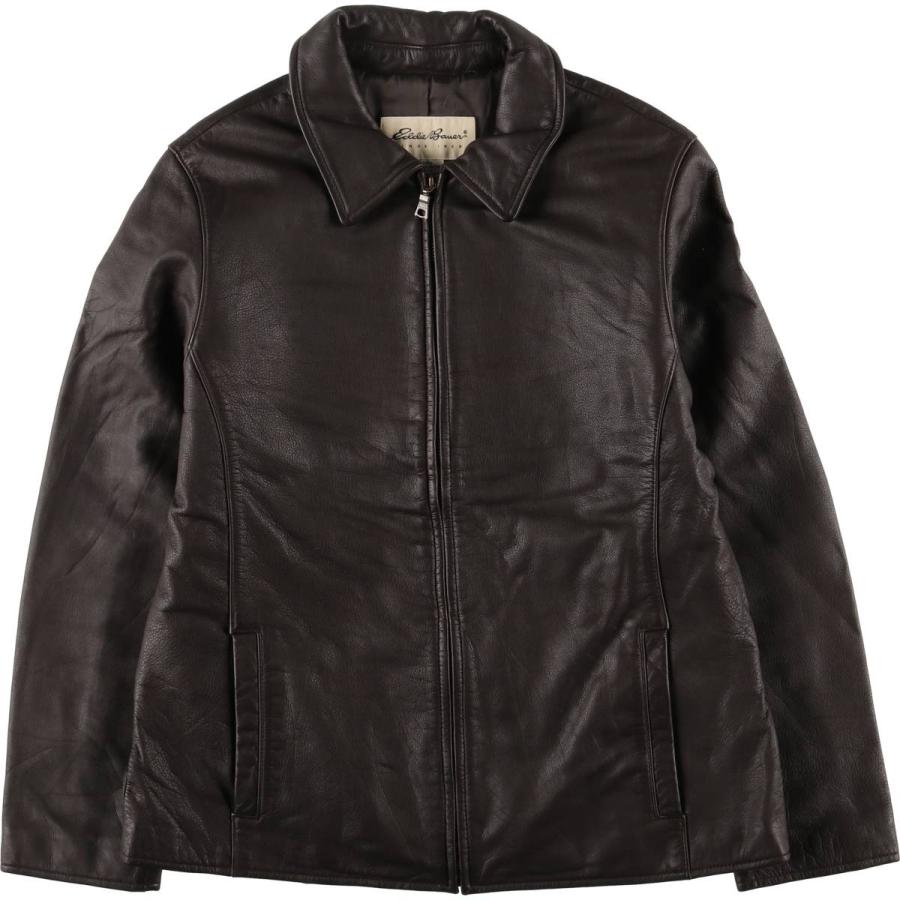 ラムレザージャケット スウィングトップ XL相当 ブラック 本革 古着