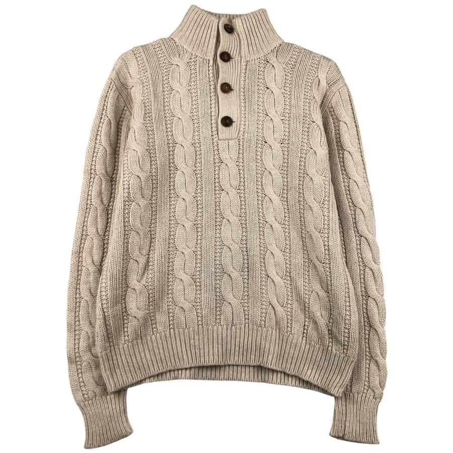 古着 ラルフローレン Ralph Lauren POLO by ケーブル編み ハーフボタン