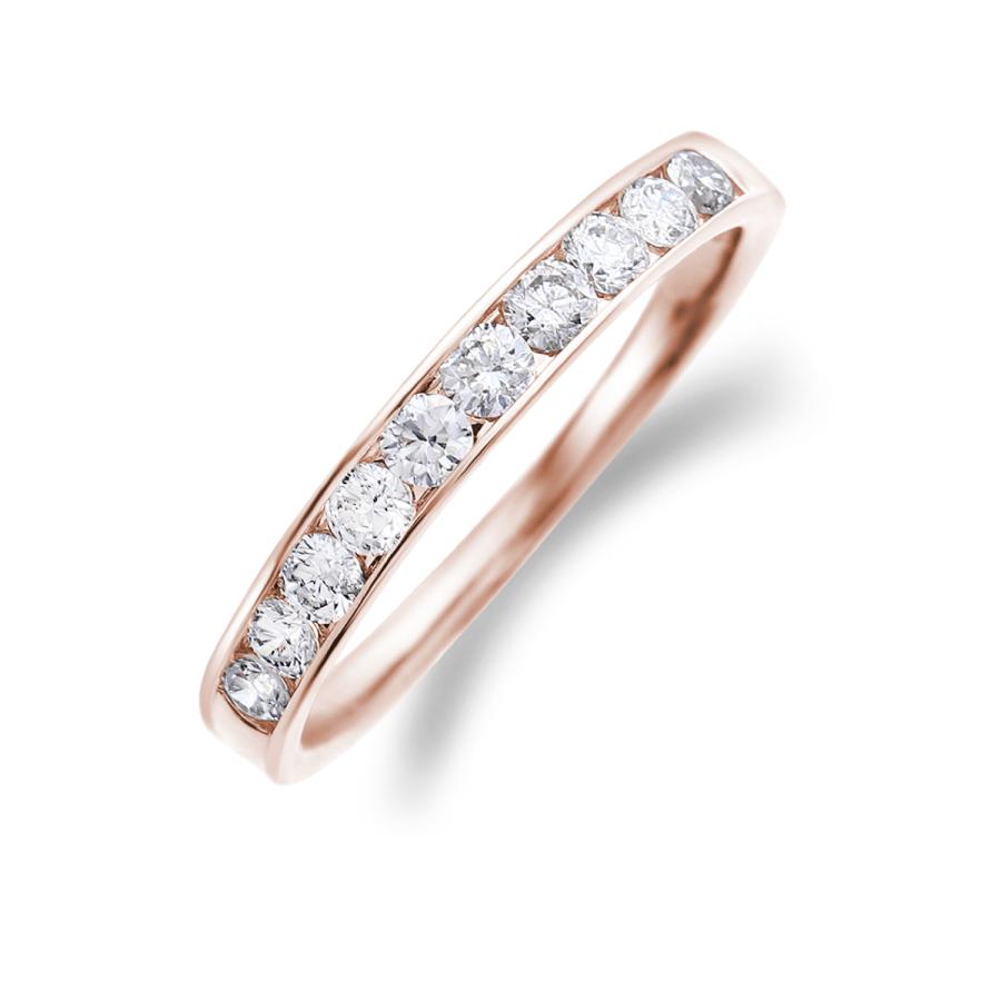 ハーフ エタニティリング レール留 ダイヤ 0.3ct 18金 ゴールド K18 PG