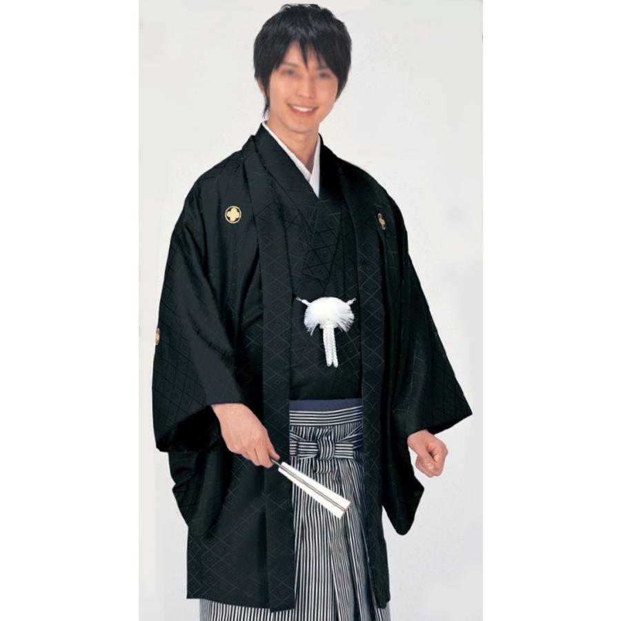 羽織 袴下セット はおり 黒 綸子 菱地模様 卒業式や成人式に : ODORI