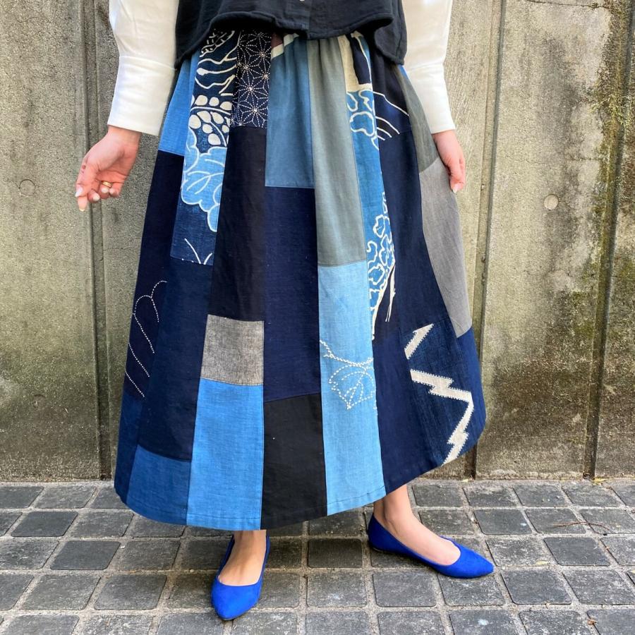 古布リメイクスカート】高木ふくえ作家一点物ミセス50代60代綿